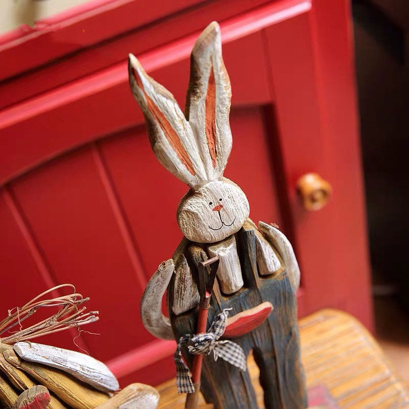 Lisslune | Wood Retro Easter Bunny Outdoor Ornament