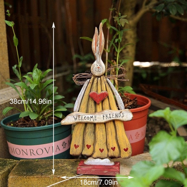 Lisslune | Wood Retro Easter Bunny Outdoor Ornament