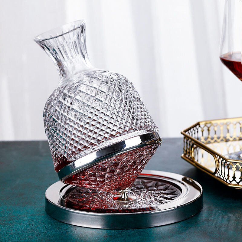Lisslune | Elegant Crystal Spinning Glass Wine Decanter