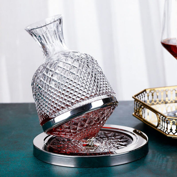 Lisslune | Elegant Crystal Spinning Glass Wine Decanter