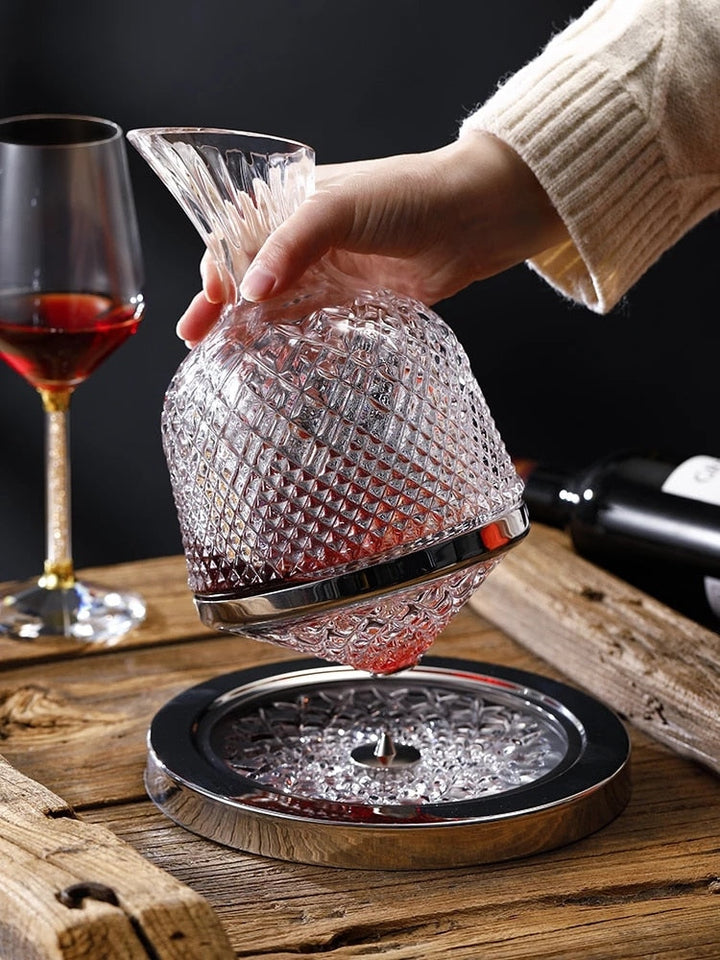 Lisslune | Elegant Crystal Spinning Glass Wine Decanter