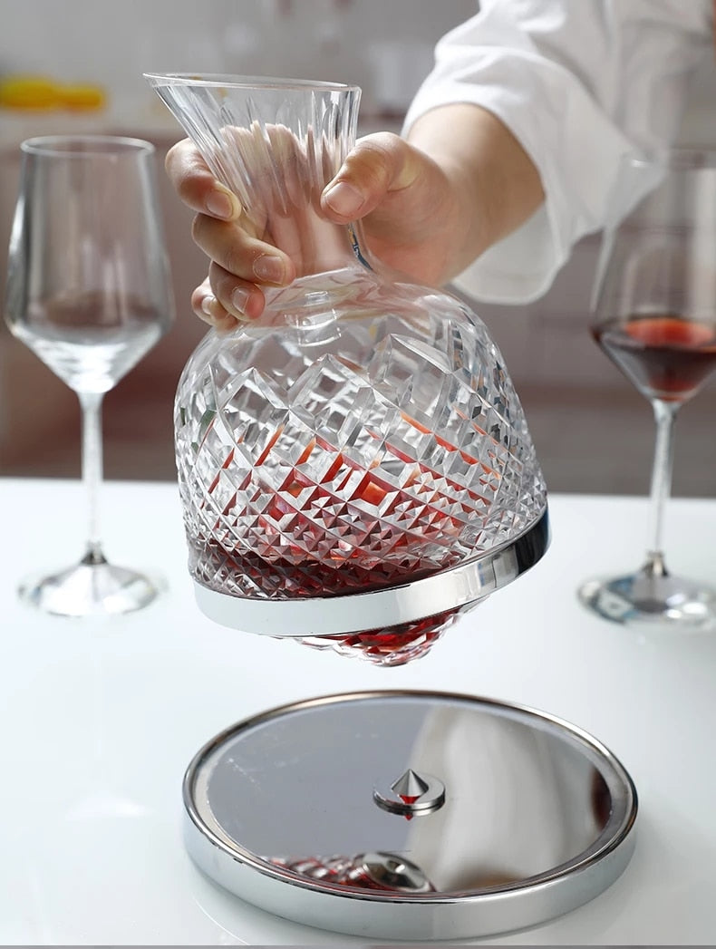 Lisslune | Elegant Crystal Spinning Glass Wine Decanter