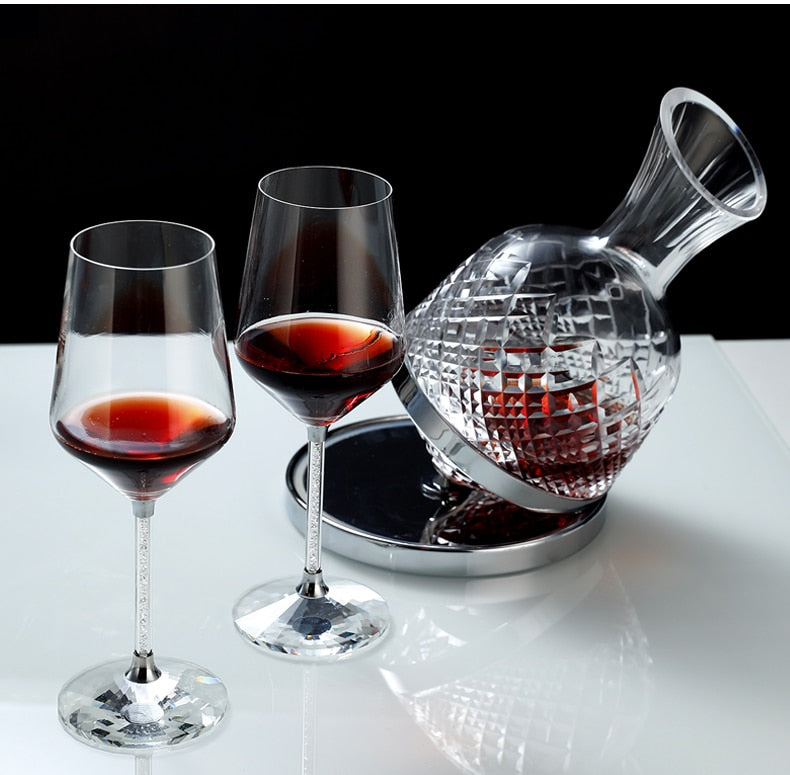 Lisslune | Elegant Crystal Spinning Glass Wine Decanter