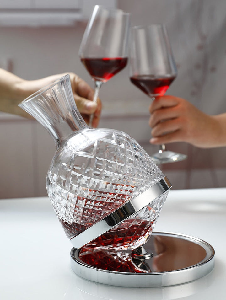 Lisslune | Elegant Crystal Spinning Glass Wine Decanter