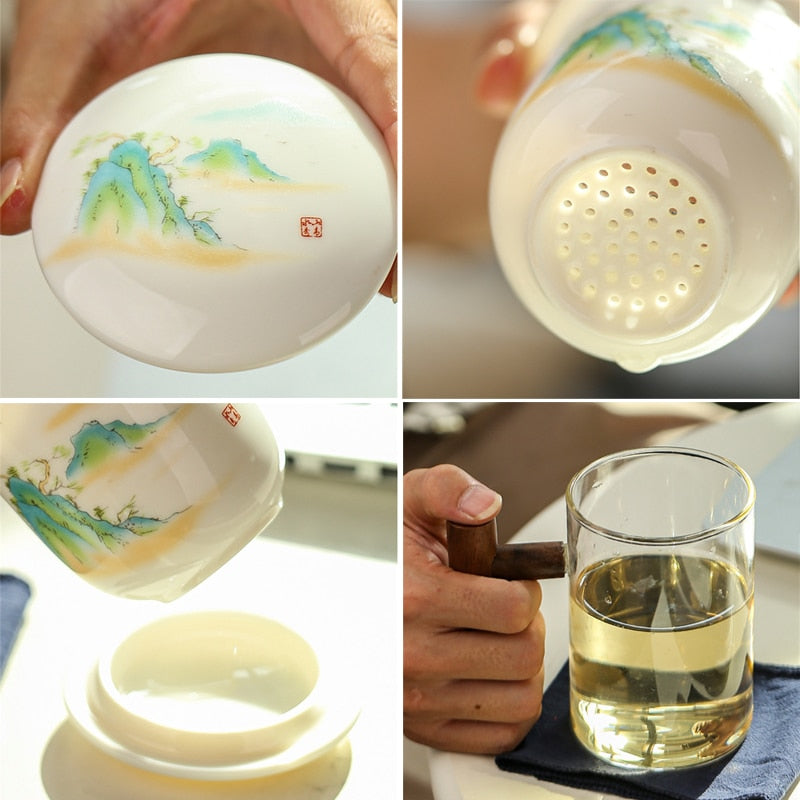 Lisslune | Creative Separated Tea Filter Ceramic Cup Set