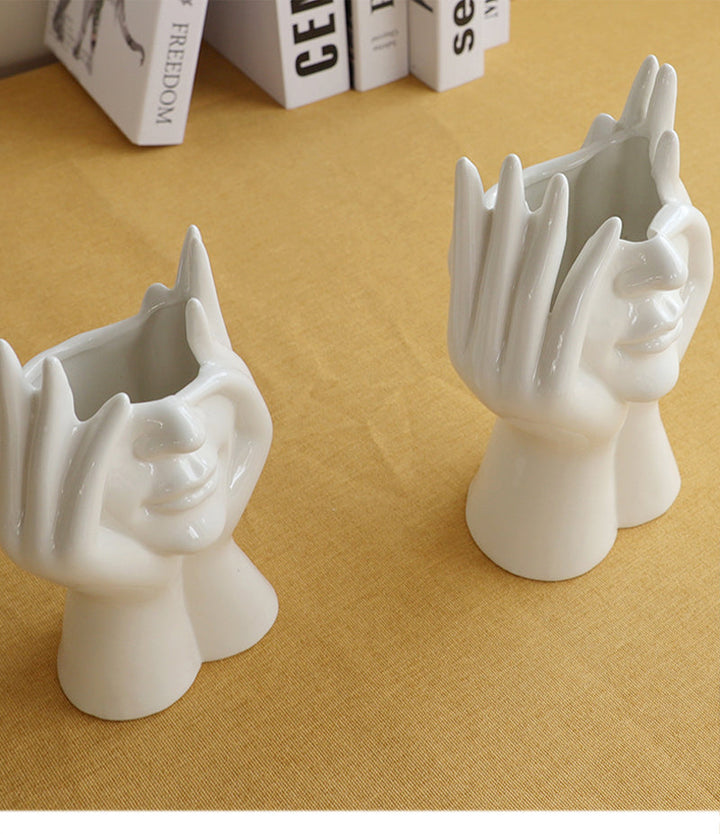 Lisslune | Ceramic Abstract  Human Face Flower Vase