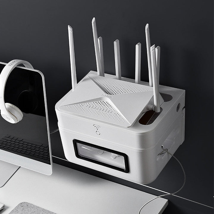 Lisslune | Wall-Mounted Wifi Cable Socket Storage Organizer Box