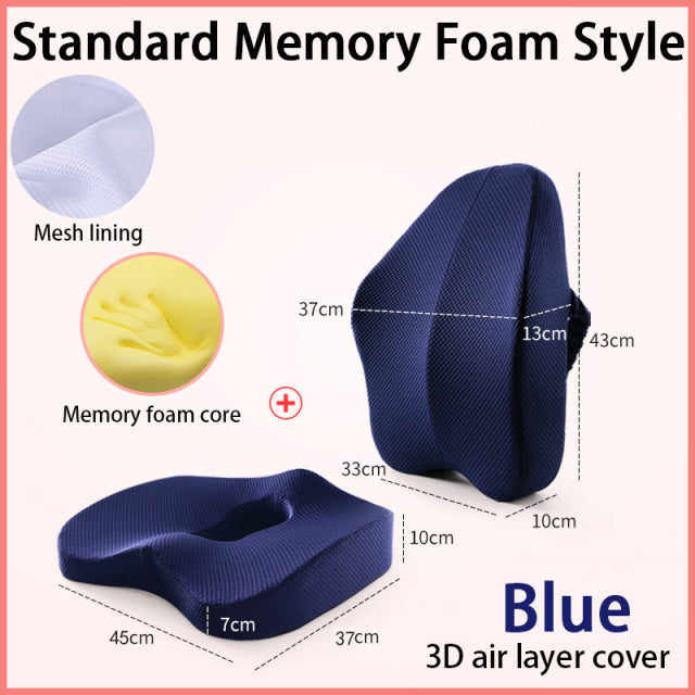 Lisslune | Office Chair Memory Foam Cushion Pillow Set