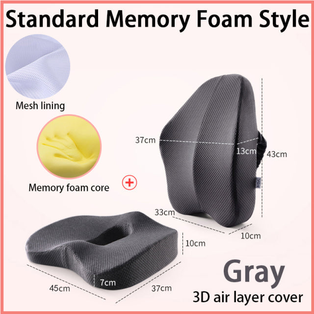Lisslune | Office Chair Memory Foam Cushion Pillow Set