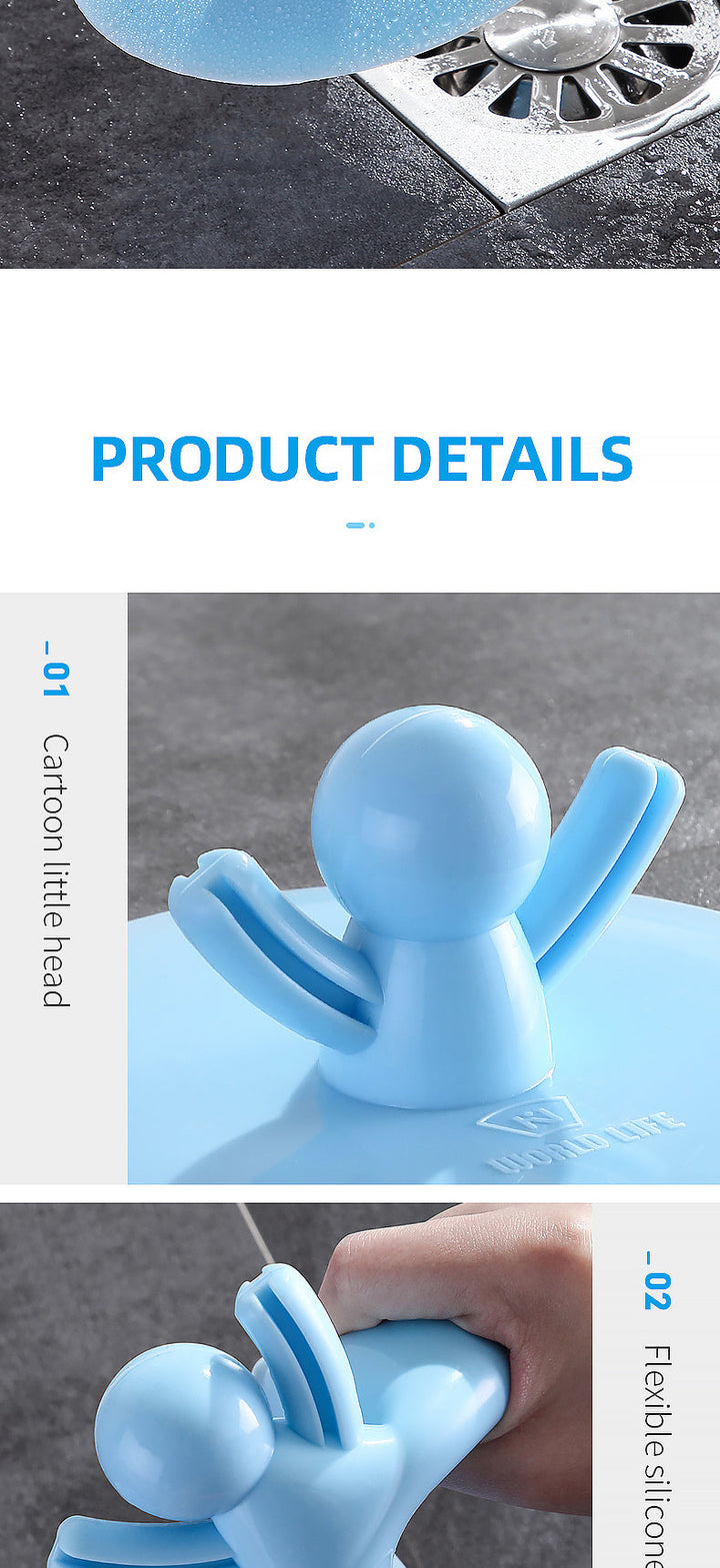 Lisslune | Blue Man Simple Silicone Drain Cover
