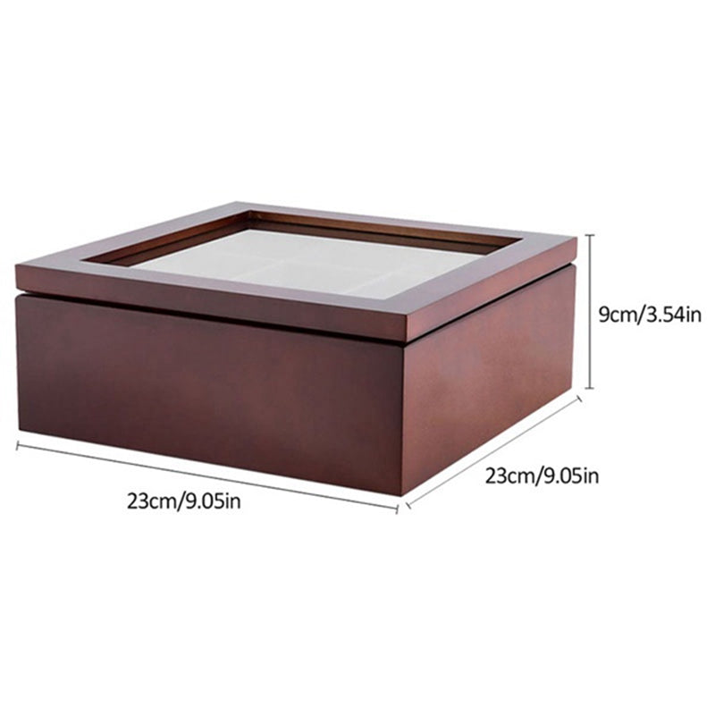 Lisslune | Large Grid Caddy Wood Tea Storage Box