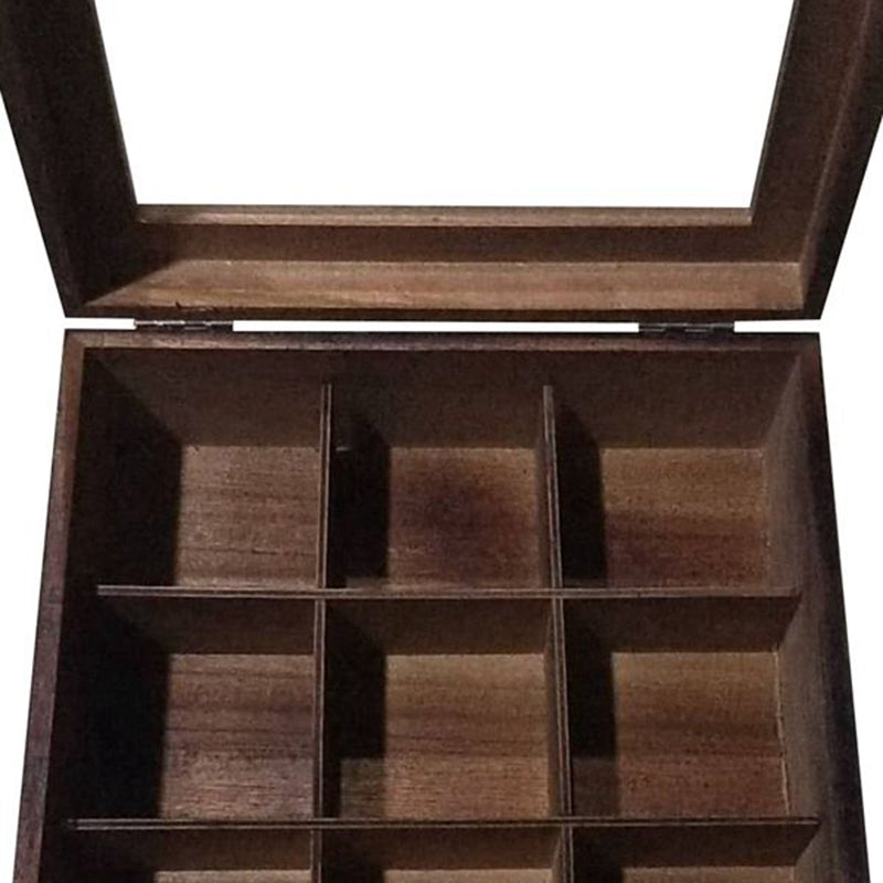 Lisslune | Large Grid Caddy Wood Tea Storage Box