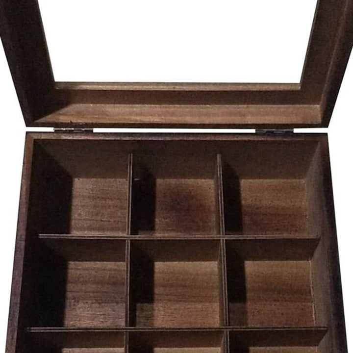Lisslune | Large Grid Caddy Wood Tea Storage Box