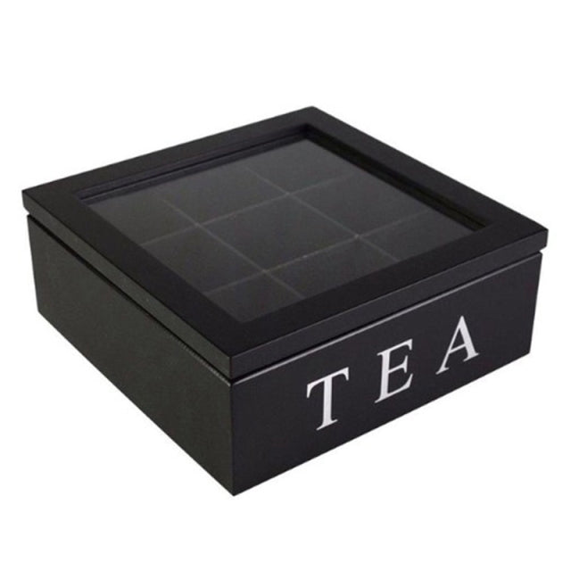 Lisslune | Large Grid Caddy Wood Tea Storage Box