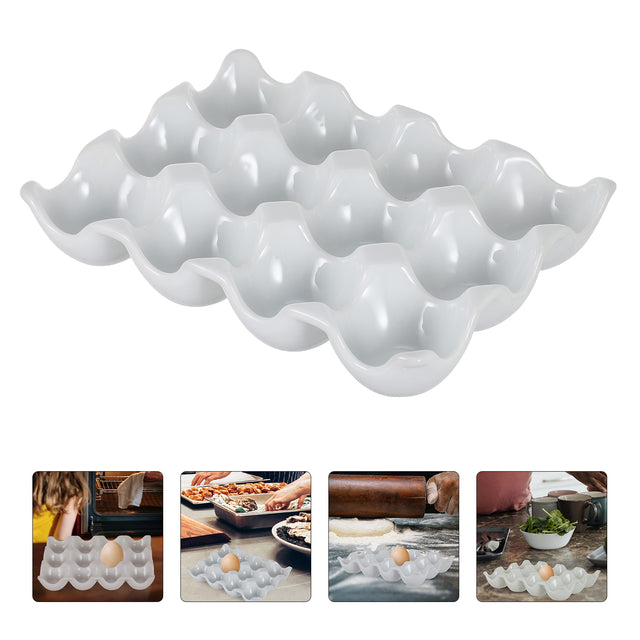 Lisslune | Creative 6 Grids White Ceramic Egg Tray