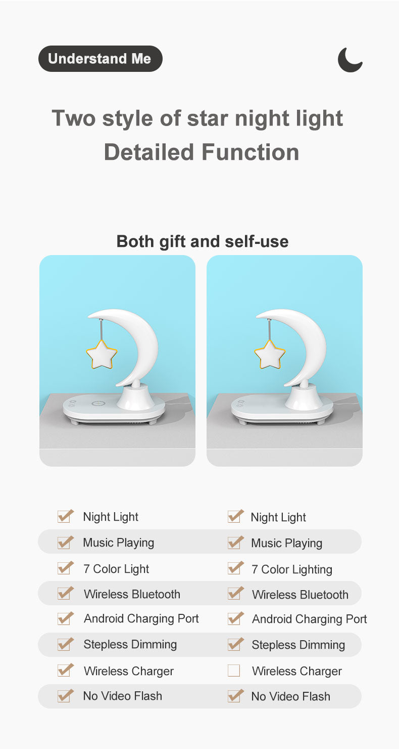 Lisslune | Moon Star Wireless Charging Night Lamp