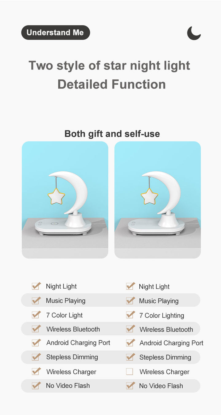 Lisslune | Moon Star Wireless Charging Night Lamp
