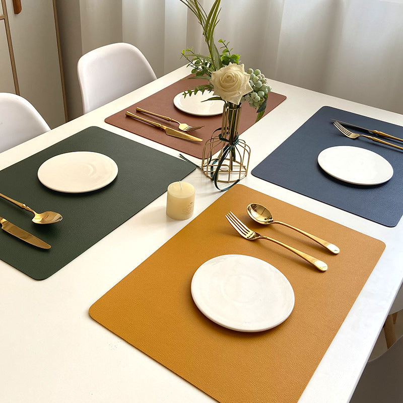 Lisslune | Modern Rectangular Waterproof PU Leather Place Mats