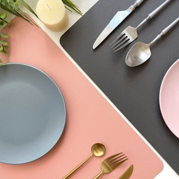 Lisslune | Modern Rectangular Waterproof PU Leather Place Mats