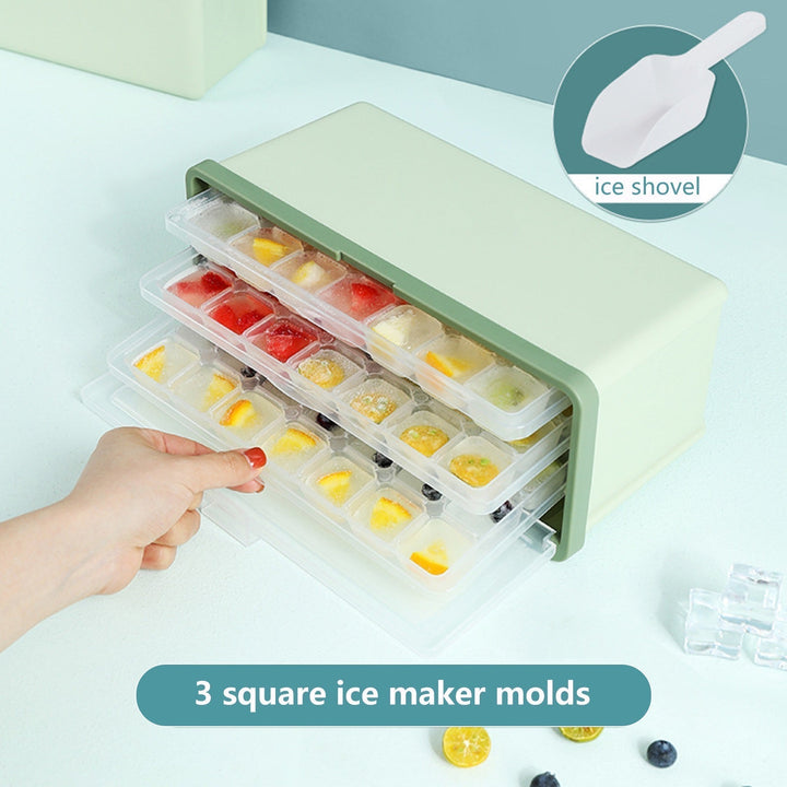 Lisslune | Three-Layer Ice Cube Tray Box