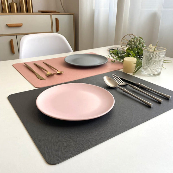 Lisslune | Modern Rectangular Waterproof PU Leather Place Mats