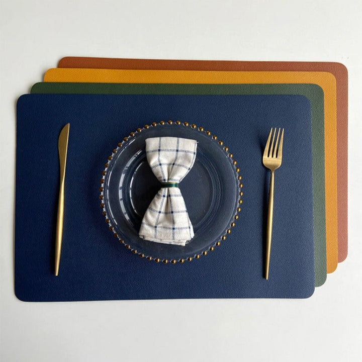 Lisslune | Modern Rectangular Waterproof PU Leather Place Mats