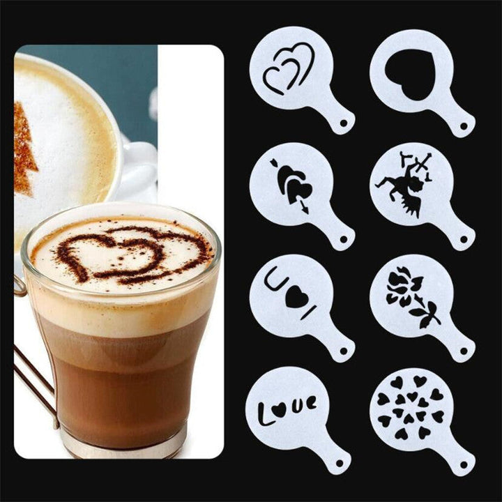 Lisslune | 8Pcs Coffee Cake Decoration Stencil Molds