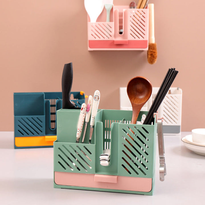 Lisslune | Wall-Mounted Kitchen Cutlery Drainer Storage