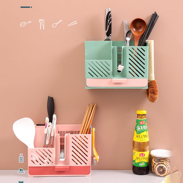 Lisslune | Wall-Mounted Kitchen Cutlery Drainer Storage