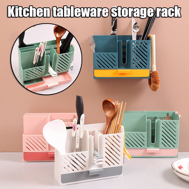 Lisslune | Wall-Mounted Kitchen Cutlery Drainer Storage