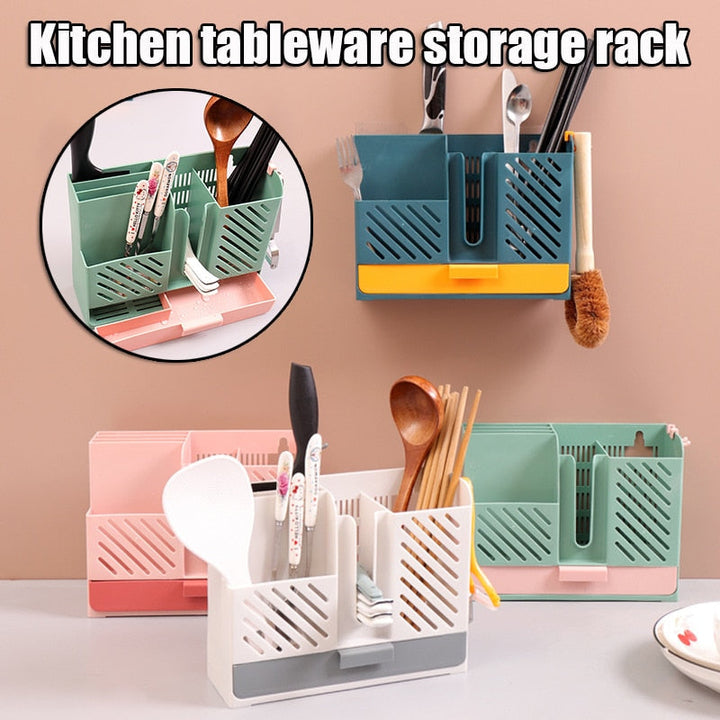 Lisslune | Wall-Mounted Kitchen Cutlery Drainer Storage