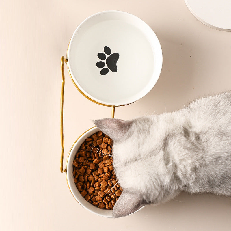 Lisslune | Low-threshold ceramic cat food bowl with stand