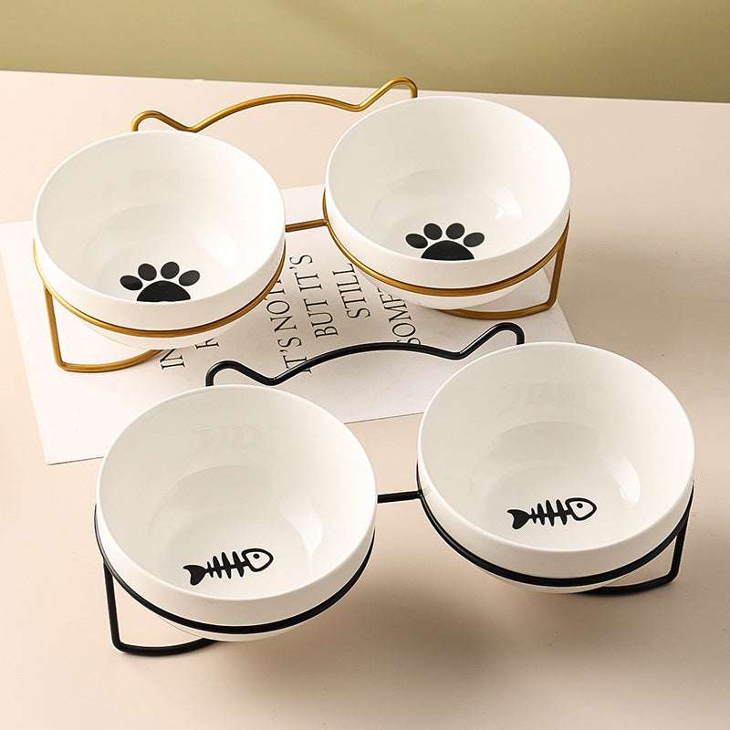 Lisslune | Low-threshold ceramic cat food bowl with stand