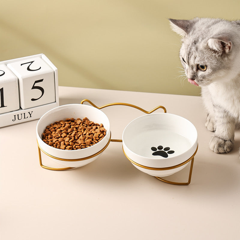 Lisslune | Low-threshold ceramic cat food bowl with stand