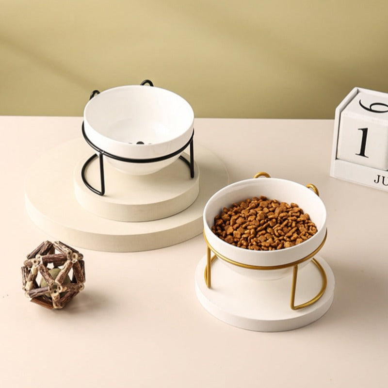 Lisslune | Low-threshold ceramic cat food bowl with stand