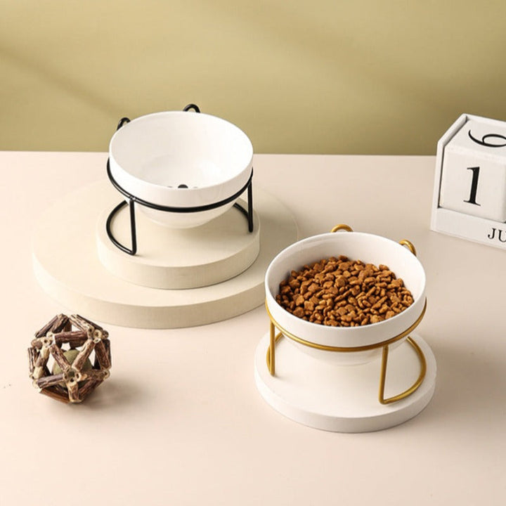 Lisslune | Low-threshold ceramic cat food bowl with stand