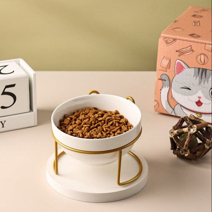 Lisslune | Low-threshold ceramic cat food bowl with stand