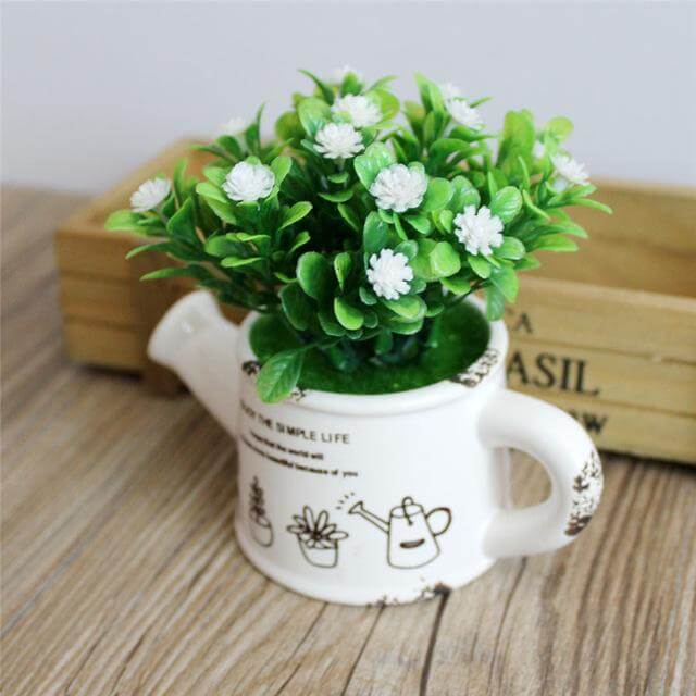 Lisslune | Artificial Plastic Flowers with Ceramics Vase
