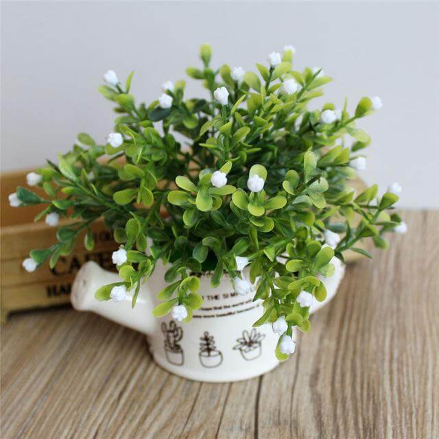 Lisslune | Artificial Plastic Flowers with Ceramics Vase
