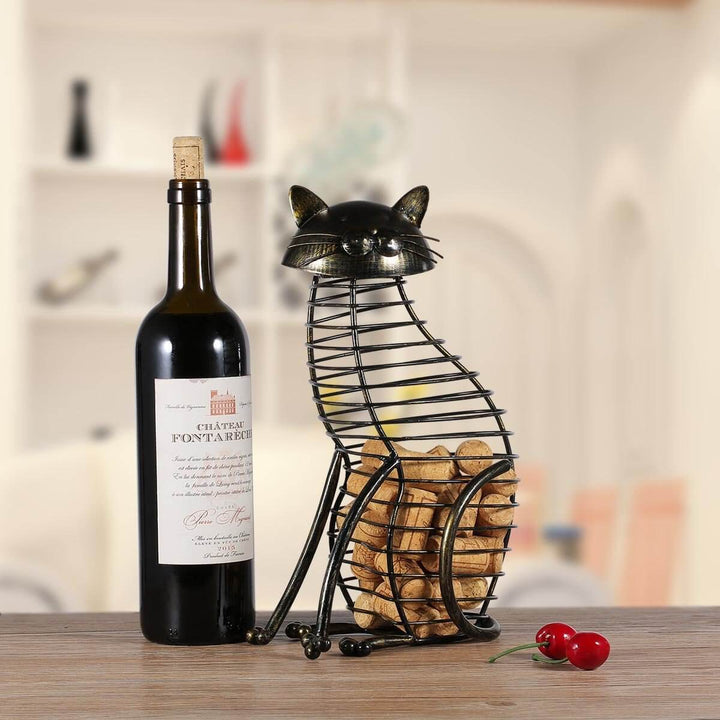 Lisslune | Metal Cat Figurines Cork Container