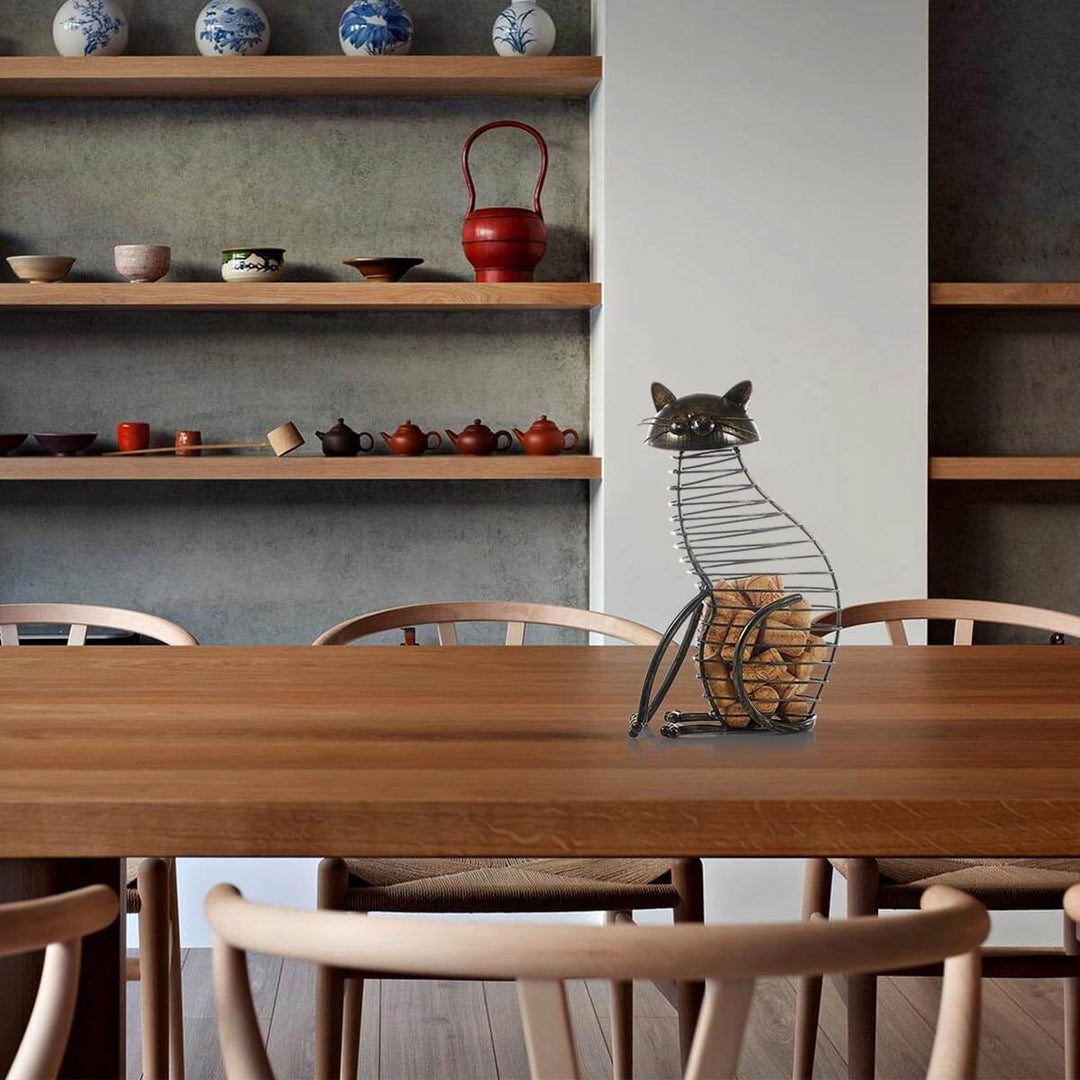 Lisslune | Metal Cat Figurines Cork Container