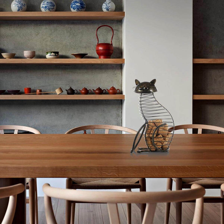 Lisslune | Metal Cat Figurines Cork Container