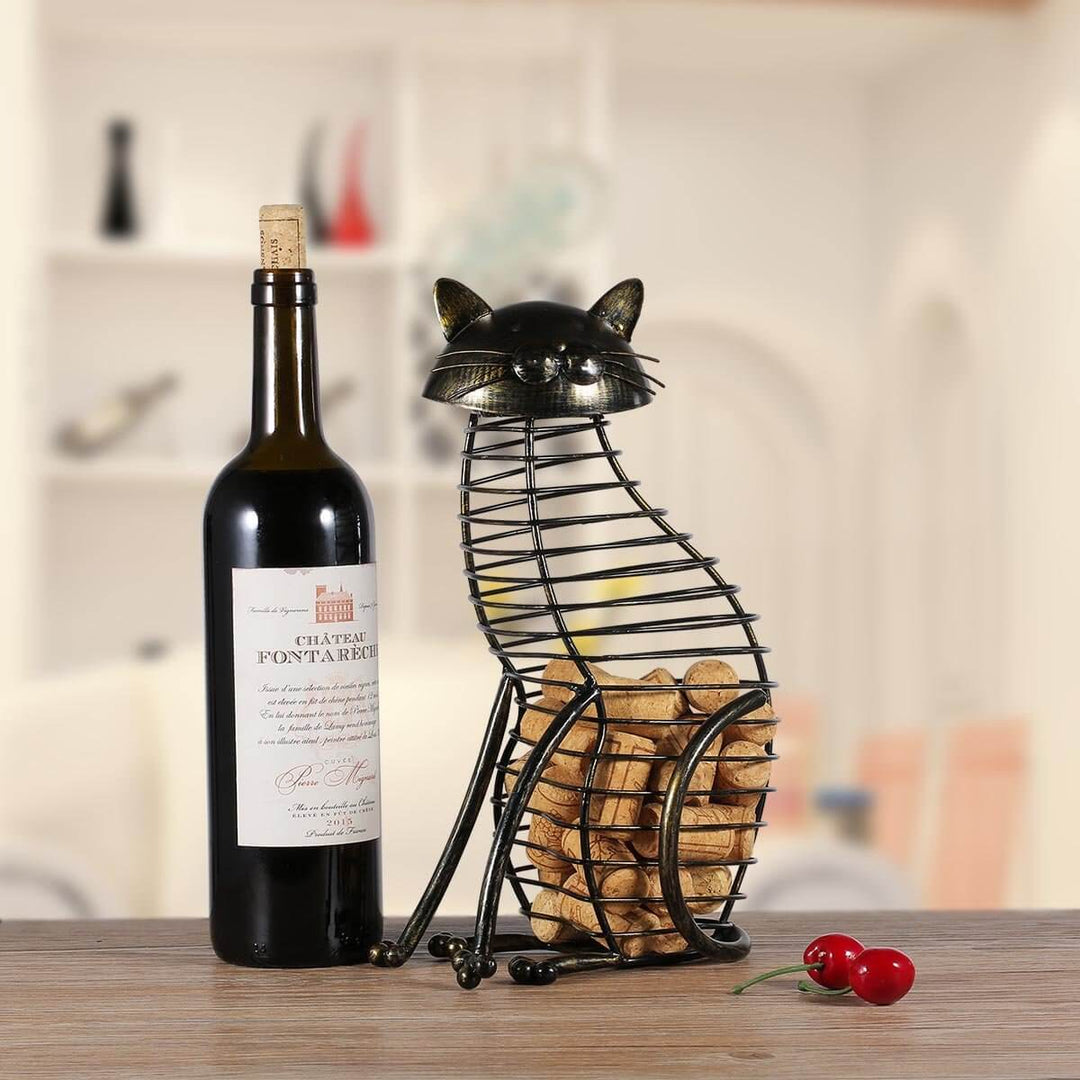 Lisslune | Metal Cat Figurines Cork Container
