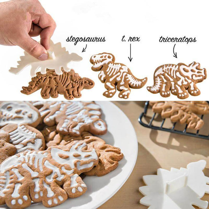 Lisslune | 3Pcs/set Cute Dinosaur Shaped Cookie Cutters Tools