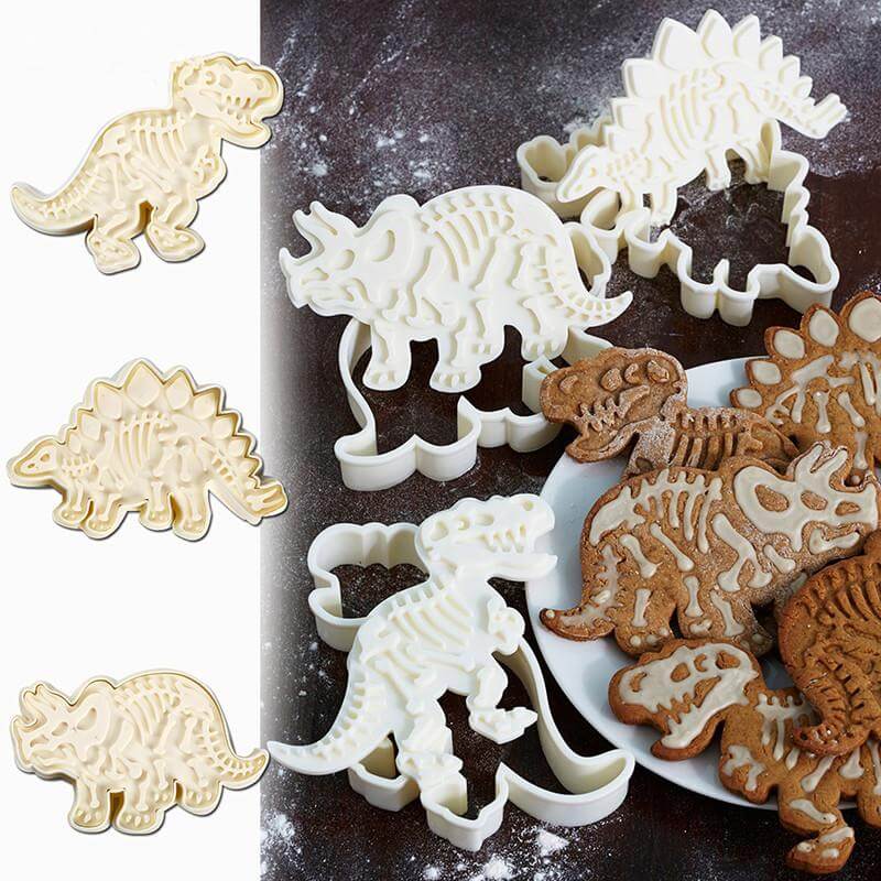 Lisslune | 3Pcs/set Cute Dinosaur Shaped Cookie Cutters Tools