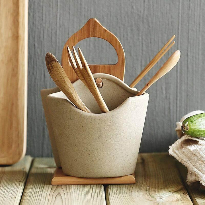 Lisslune | 2pcs Japan Style Ceramic Silverware Container