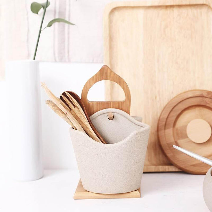 Lisslune | 2pcs Japan Style Ceramic Silverware Container
