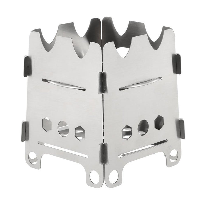 Lisslune | Pocket Rocket Stove Folding Wood Camping with Alcohol Tray Stainless Steel