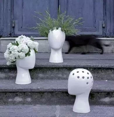 Lisslune | Creative Human Head White Black Decorative Ceramic Vase