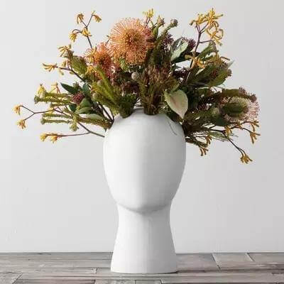 Lisslune | Creative Human Head White Black Decorative Ceramic Vase